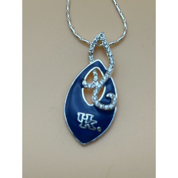 18” University of Kentucky Necklace with Blue Enamel and Rhinestone Pendant - Picture 1 of 4